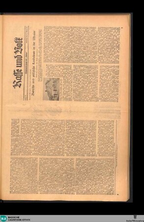 Der Führer am Sonntag : Wochenbeilage des "Führer", Rasse und Volk