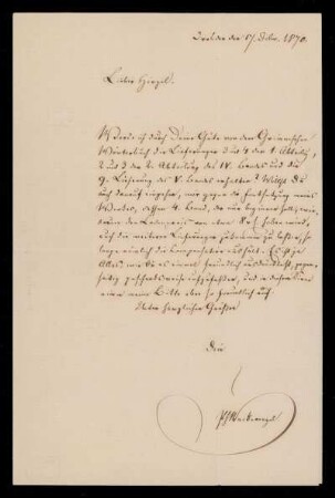 Brief von Philipp Wackernagel an Salomon Hirzel