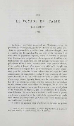 Sur le voyage en Italie par Cochin. 1758