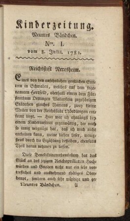 Nro. I. vom 8. Julii 1782