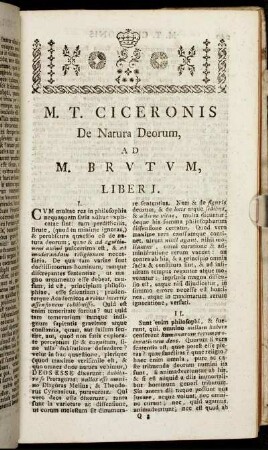 M. T. Ciceronis De Natura Deorum, ad M. Brutum,[...]