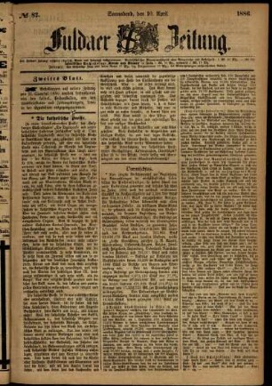 Ausgabe vom Samstag, den 10. April 1886.