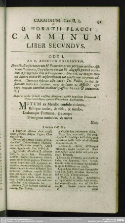 Q. Horatii Flacci Carminum Liber Secundus