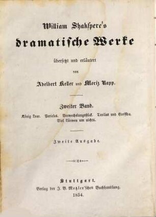 William Shakspere’s dramatische Werke, 2,[1]. König Lear