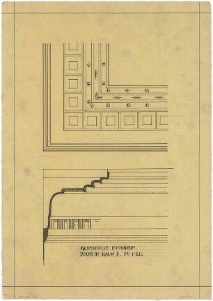 Billing, Hermann; Mannheim (Baden-Württemberg); Kunsthalle - Raum 8, Decke (Ansicht, Schnitt)