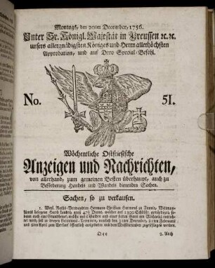 No. 51. Montags, den 20ten December, 1756.