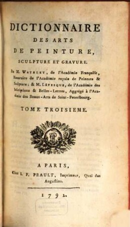 Dictionnaire Des Arts De Peinture, Sculpture et Gravure, 3
