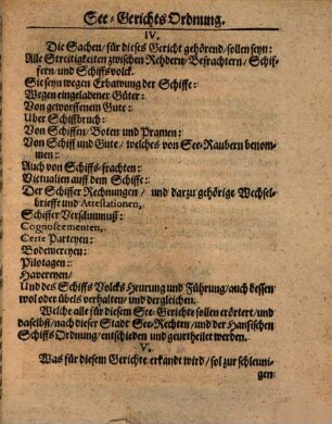 Ordnung Des Summarischen See-Gerichts Processes Eines Ehrbaren Rahts der ... Reichs Stadt Lübeck : Anno M.DC.LV.