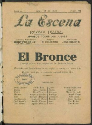 El bronce : comedia en tres actos