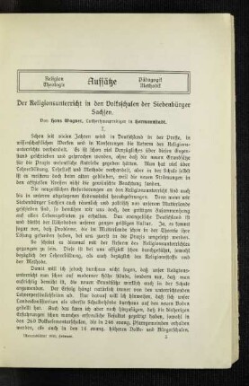 ¬Der¬ Religionsunterricht in den Volksschulen der Siebenbürger Sachsen