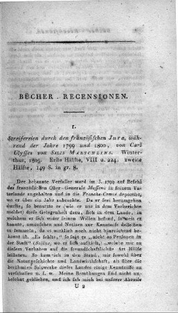 Streifereien durch den französischen Jura während den Jahren 1799 und 1800 / Von Carl Ulyßes von Salis Marschlins. - Winterthur : Steiner, 1805