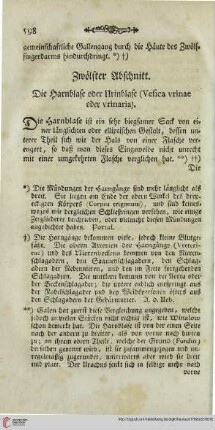 Zwölfter Abschnitt: Die Harnblase oder Urinblase (Vesica vrinae oder vrinaria)