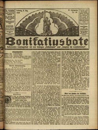 Erste Ausgabe vom Sonntag, den 05. Dezember 1920.