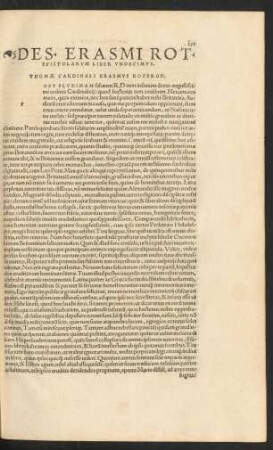 Des. Erasmi Rot. Epistolarum Liber Undecimus.