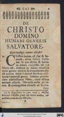 De Christo Domino Humani Generis Salvatore.