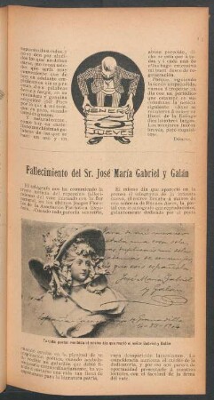 Fallecimiento del Sr. José María Gabriel y Galán - [Necrología]