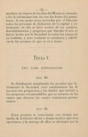 Título V. De los premios