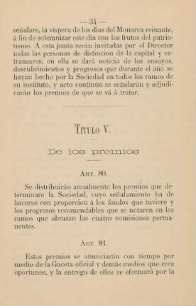 Título V. De los premios