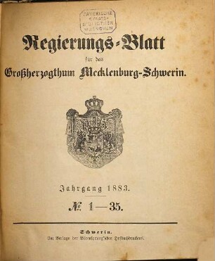 Regierungsblatt für Mecklenburg-Schwerin. 1883