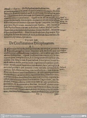 Caput XII. De Constitutione Disciplinarum.
