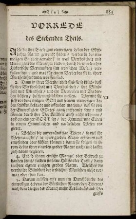 Vorrede des Siebenden Theils.