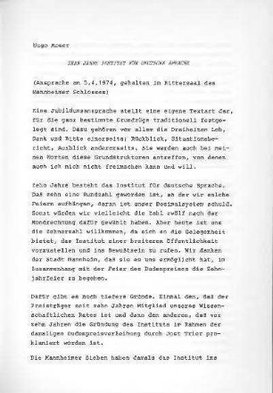 Zehn Jahre Institut für deutsche Sprache