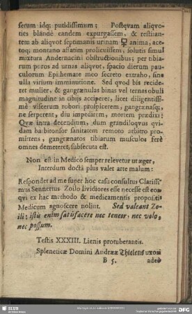 Testis XXXIII. Lienis protuberantis