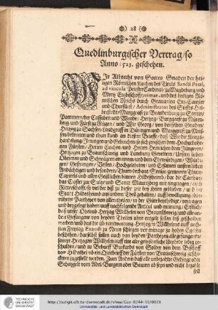 Quedlinburgischer Vertraf/so Anno 1523. geschehen.