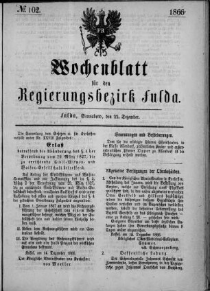 Nr. 102, Ausgabe vom 22. Dezember 1866