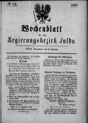 Nr. 102, Ausgabe vom 22. Dezember 1866
