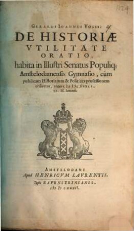 De historiae utilitate oratio