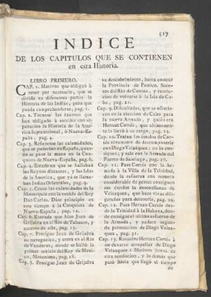 Índice de los capítulos que se contienen en esta historia.