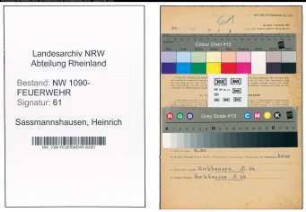 Entnazifizierung Heinrich Sassmannshausen , geb. 18.06.1901 (Haumeister)