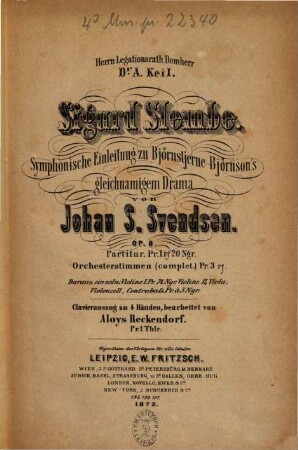 Sigurd Slembe : symphon. Einl. zu Björnstjerne Björnson's gleichn. Drama ; op. 8