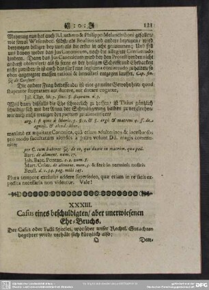 XXXIII. Casus eines beschuldigten, aber unerwiesenen Ehe-Bruchs