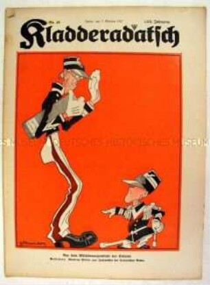 Satirezeitschrift "Kladderadatsch" zur Finanzierung der italienischen Armee durch die USA (Titelkarikatur)