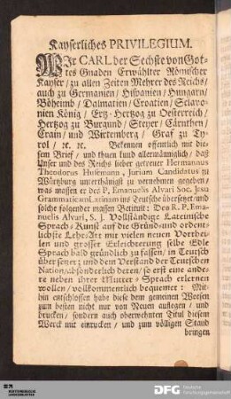 Kayserliches Privilegium.