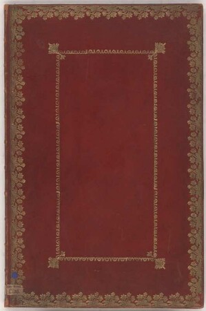 LES PRINCIPES DE L'ARCHITECTURE : Buchdeckel, um 1750. Gold/Maroquin/Textil. 48,5 x 32 cm.