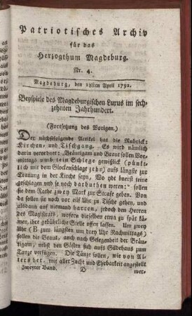 Nr. 4. Magdeburg, den 28sten April 1792
