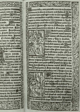 Illustrierte Seite aus dem lateinischen Stundenbuch, Horae Beatae Mariae Virginis secundum usum curiae Romanae