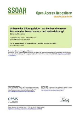 Unbestellte Bildungsfelder: wo bleiben die neuen Formate der Erwachsenen- und Weiterbildung?