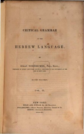 A critical grammar of the Hebrew language, 2