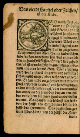 Das vierdt Capitel oder Zeichen/ ist der Krebs.