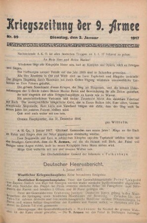1917: Kriegs-Zeitung