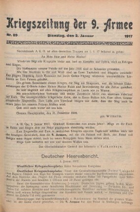 1917: Kriegs-Zeitung