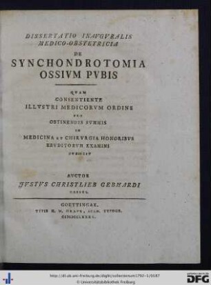 De Synchondrotomia Ossium Pubis.