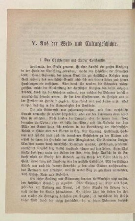 V. Aus der Welt- und Kulturgeschichte