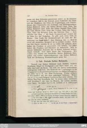 2. Teil. Periode Sultan Mehmeds.