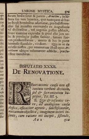 Disputatio XXXII. De Renovatione