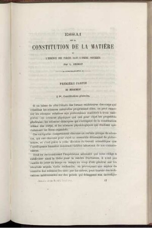Essai Constitution De La Matiere